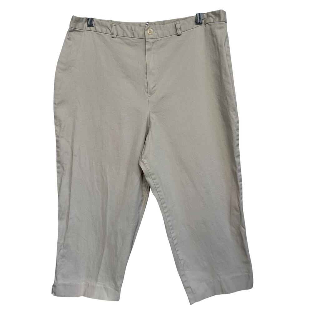 Briggs New York Women’s Khaki Stone High Rise Cropped Trouser Capris Size 16